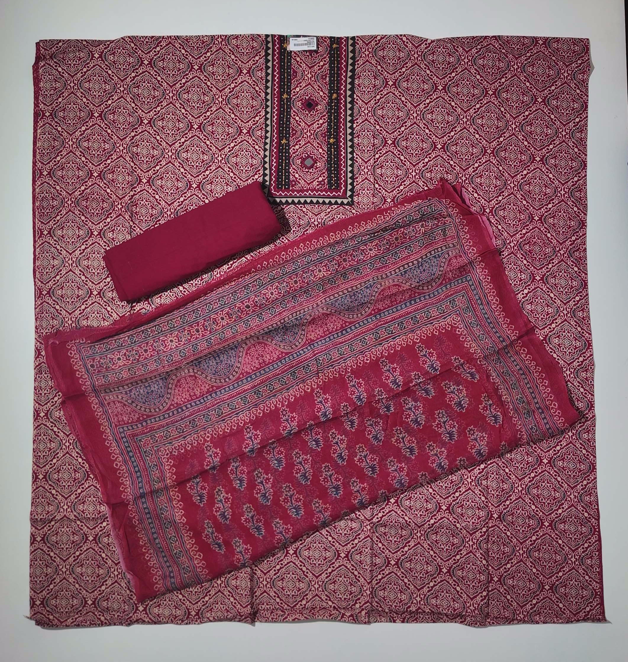 Vibrant Festive Flair: Unstitched Ethnic Suit for Celebrations",