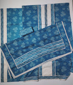 Azure Blossom Symphony: Unstitched Embellished Ensemble