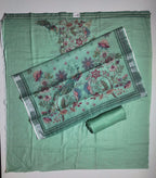 Peacock Elegance Unstitched Suit in Verdant Tones