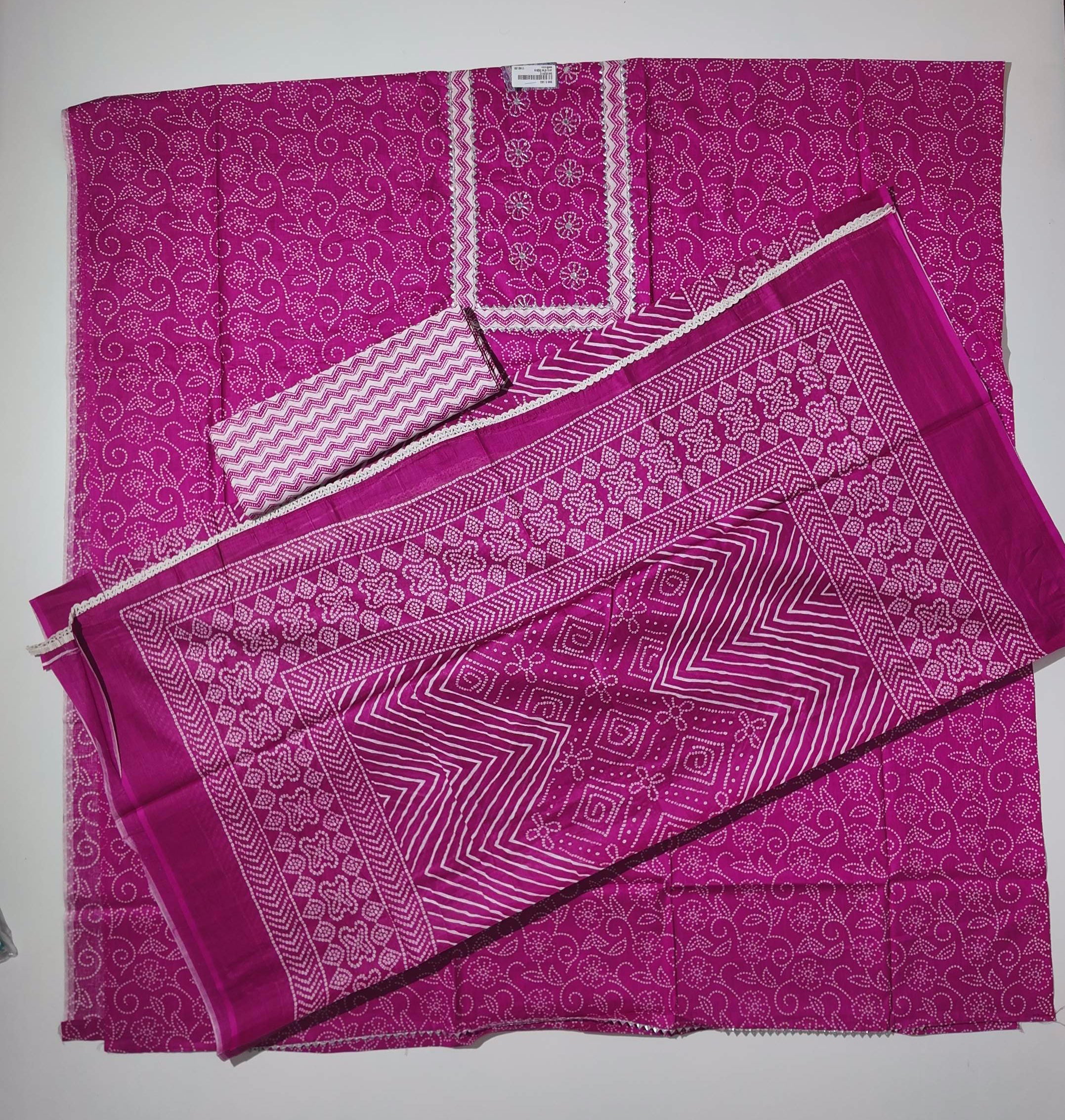 Vibrant Fuchsia Unstitched Suit with Intricate Embroidery