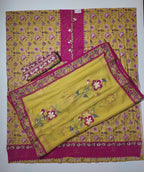 Vibrant Fuchsia and Sunshine Unstitched Suit with Exquisite Embroidery