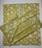 Zestful Bloom: Unstitched Mustard Floral Ensemble