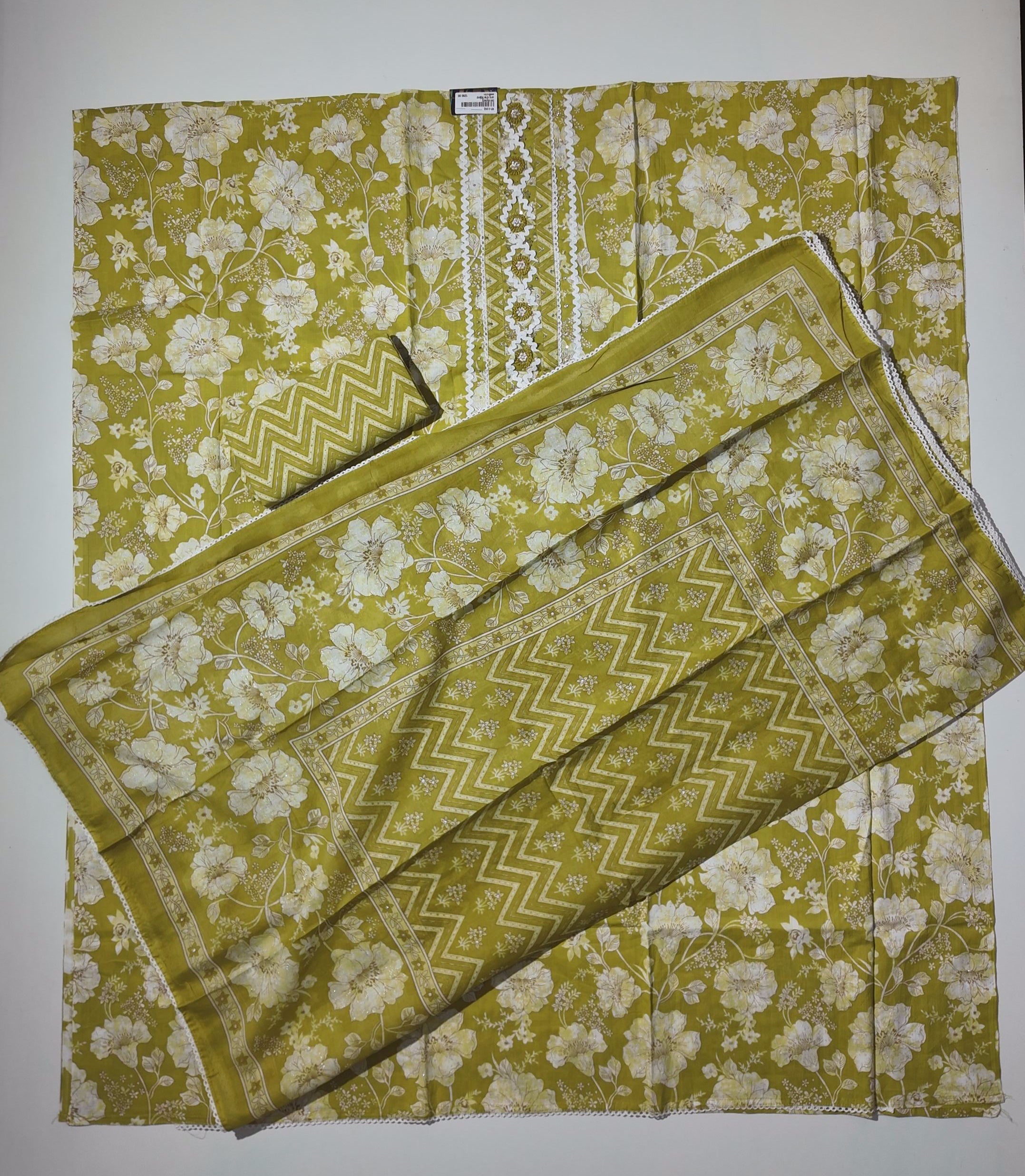 Zestful Bloom: Unstitched Mustard Floral Ensemble