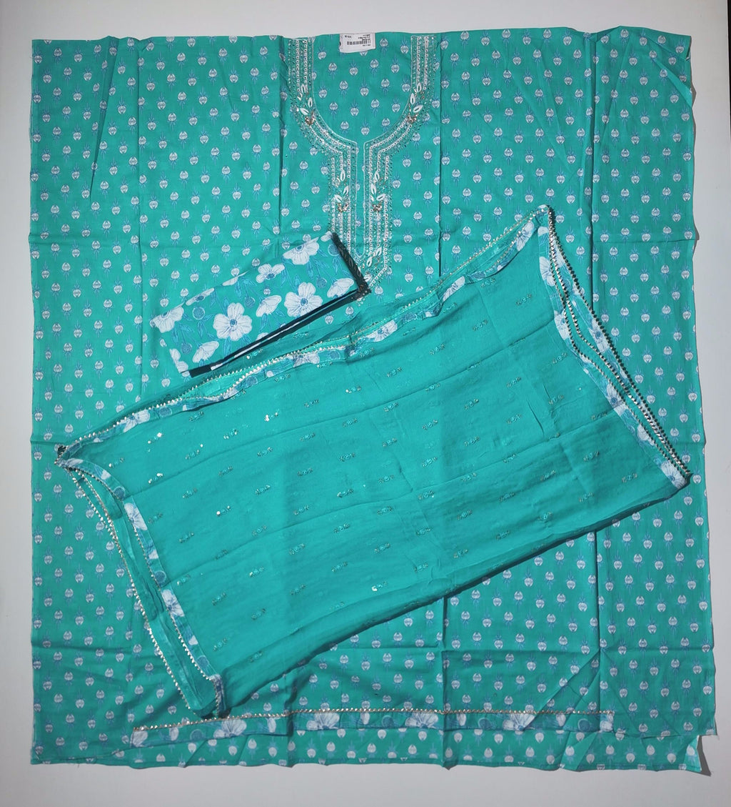 Oceanic Bliss Unstitched Suit: Perfect for Festive Gatherings",