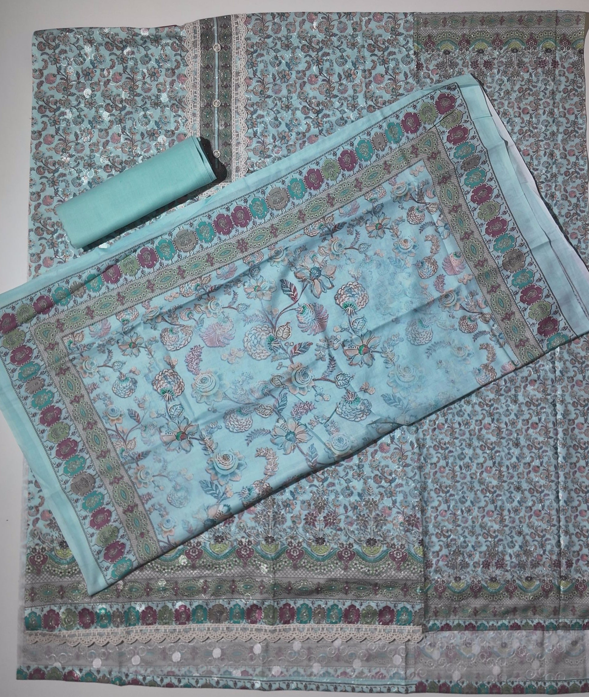 Blossom Dream Unstitched Suit: Embroidered Elegance for Every Occasion
