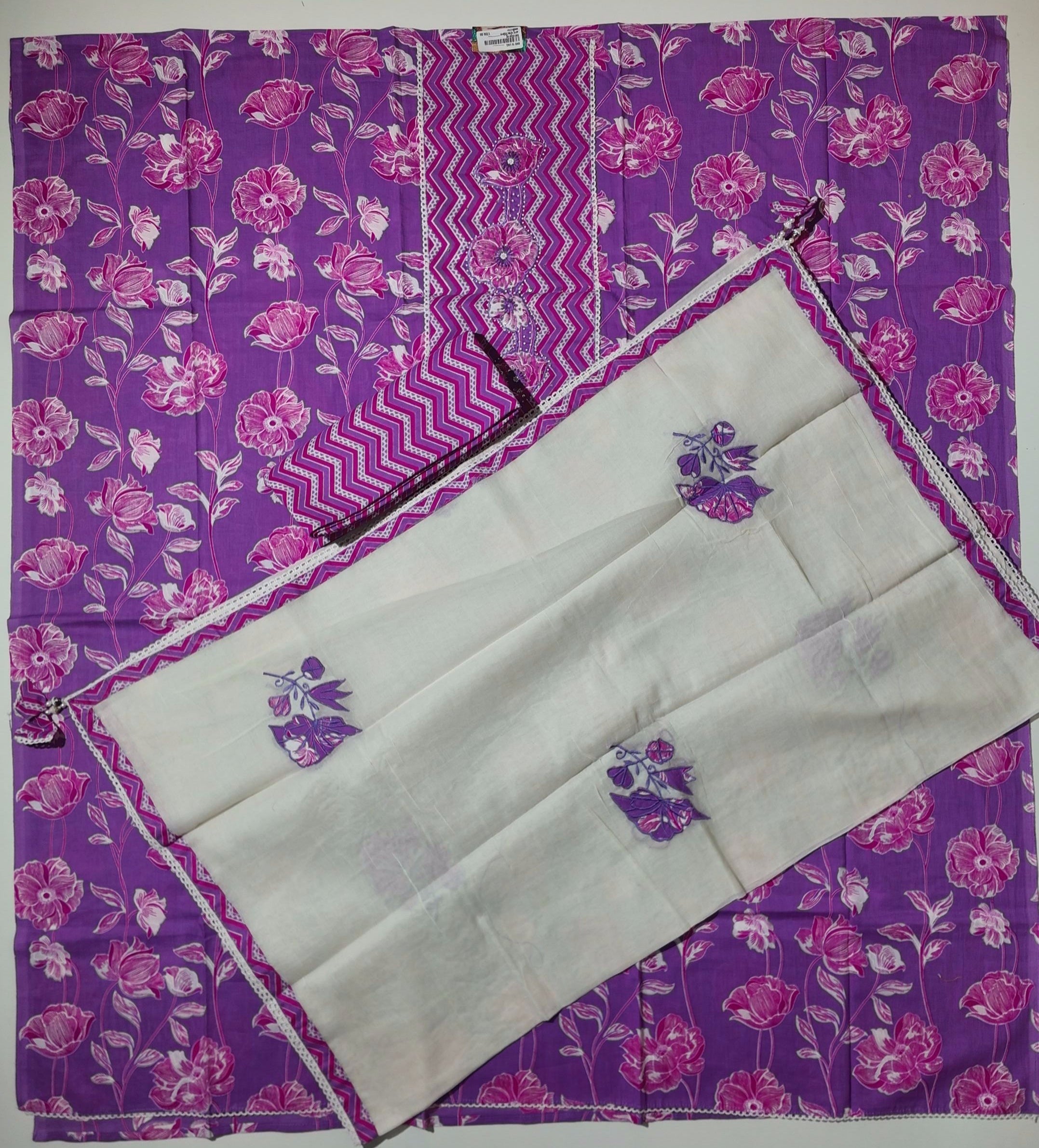 Vibrant Chevron & Floral Bliss Unstitched Suit