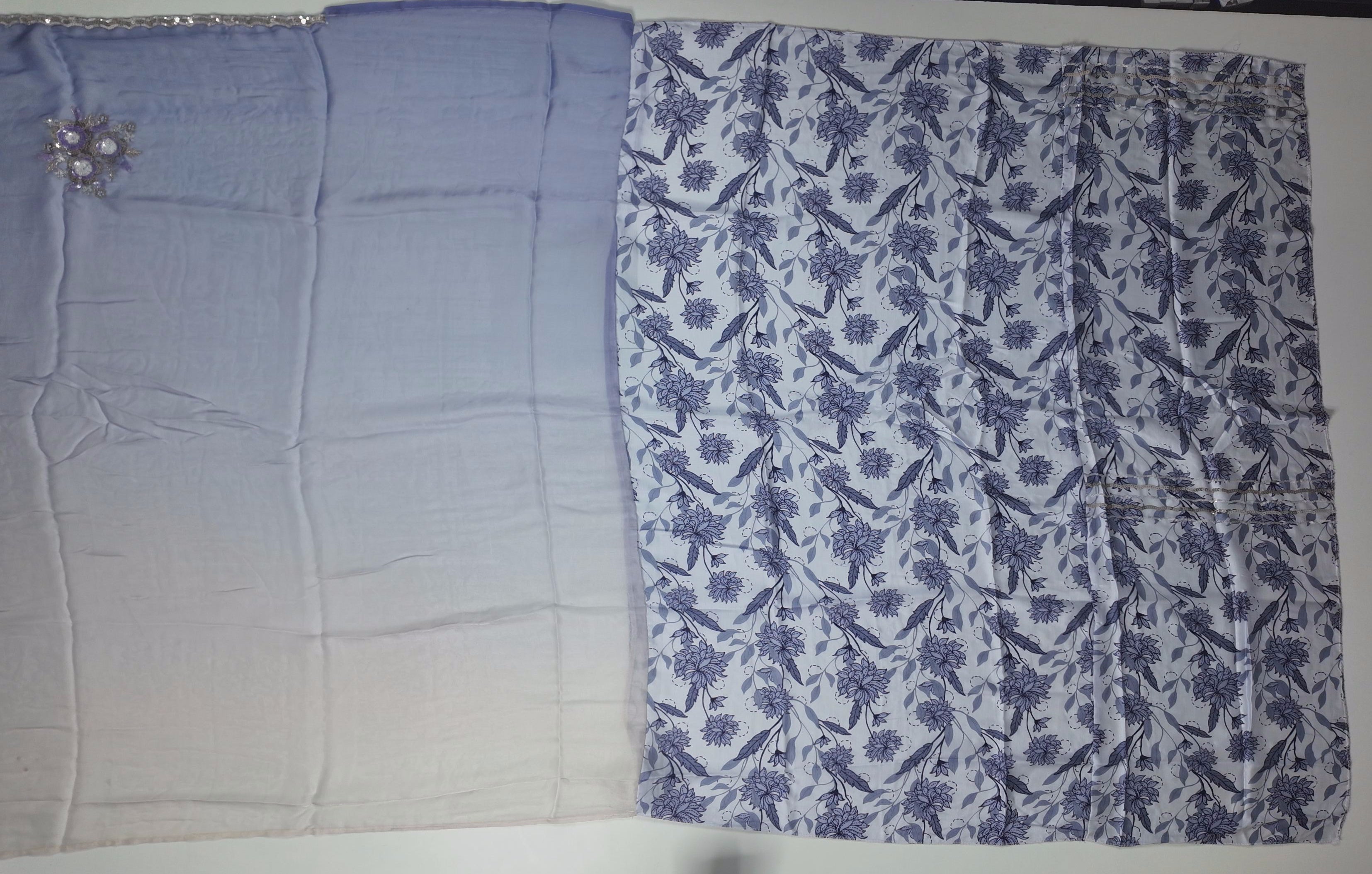 Mystic Lavender Saree with Shimmering Floral Embroidery",