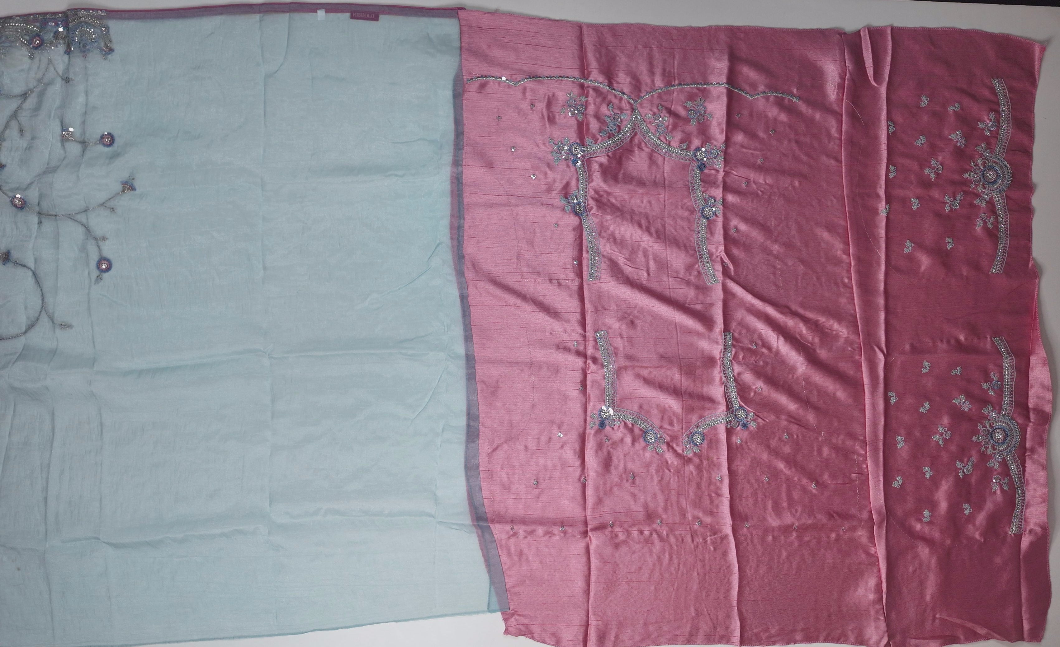 Whispering Silver Blossom Embroidered Saree",