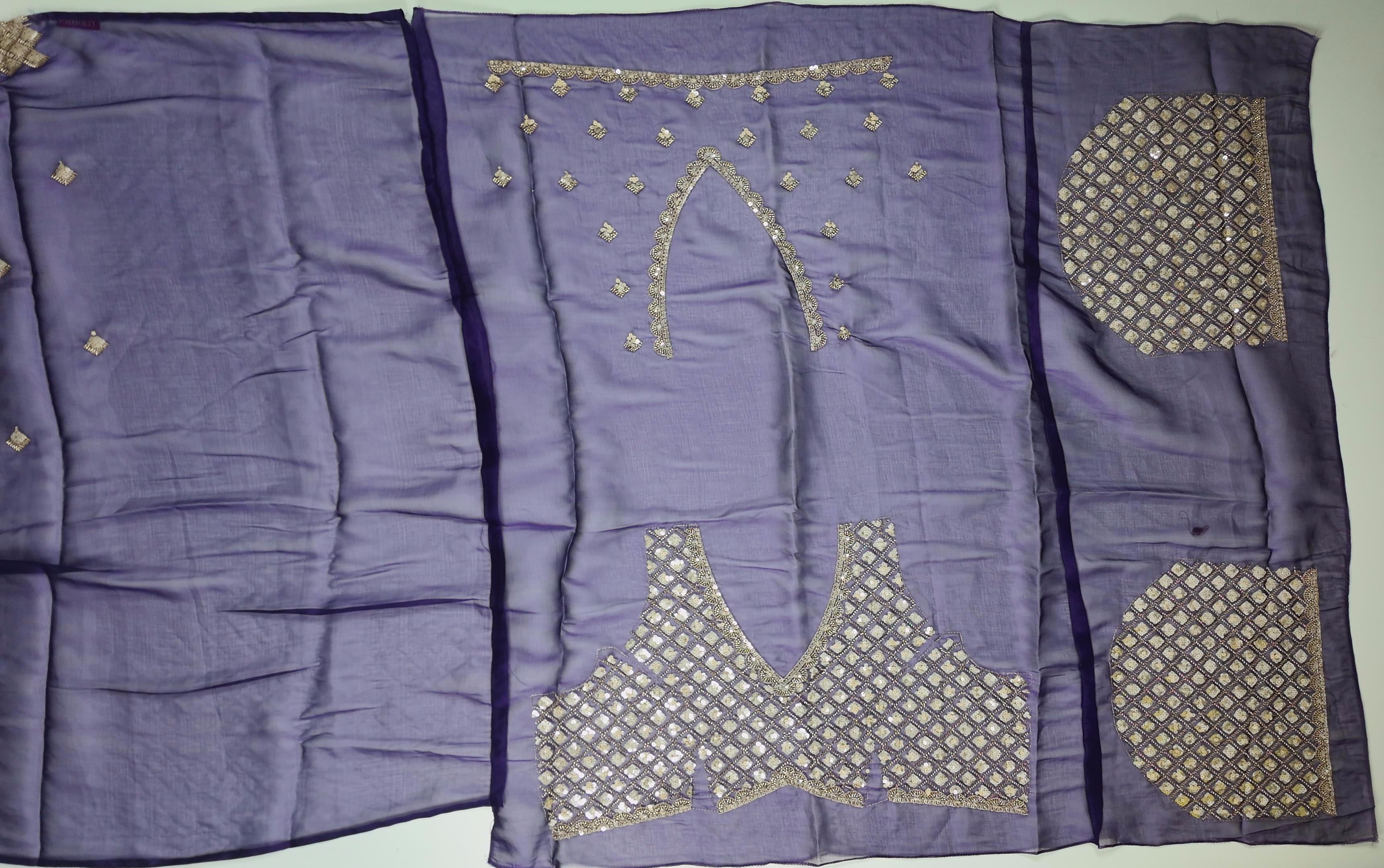 Royal Indigo Saree with Intricate Sequin Detailing",