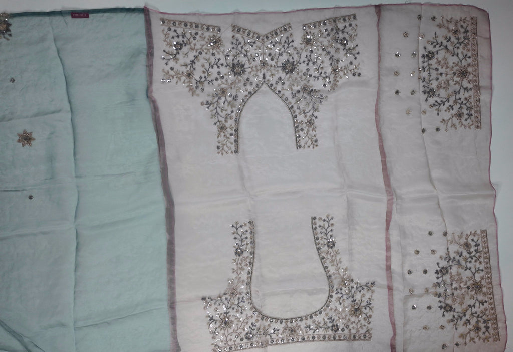 Enchanted Moonlight: Azure Sequin Embroidered Saree",