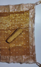 Radiant Gold Unstitched Suit with Intricate Embroidery