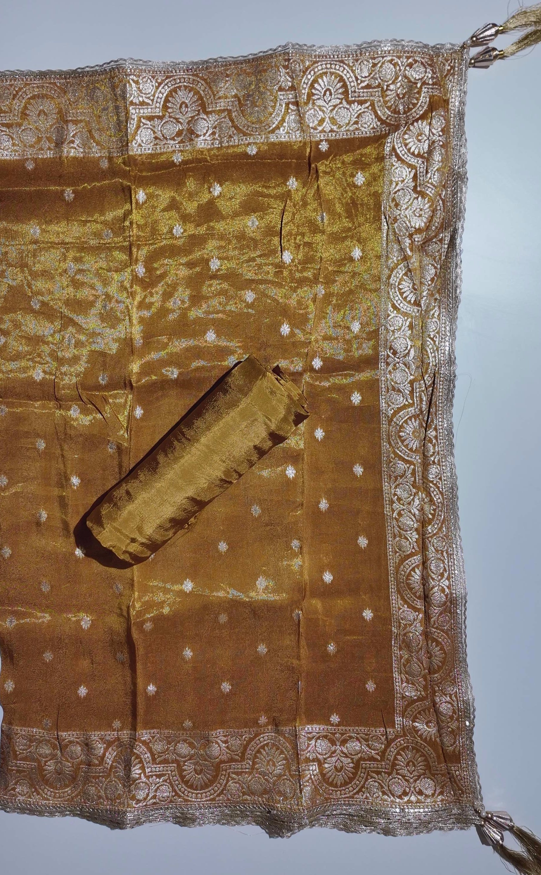 Radiant Gold Unstitched Suit with Intricate Embroidery