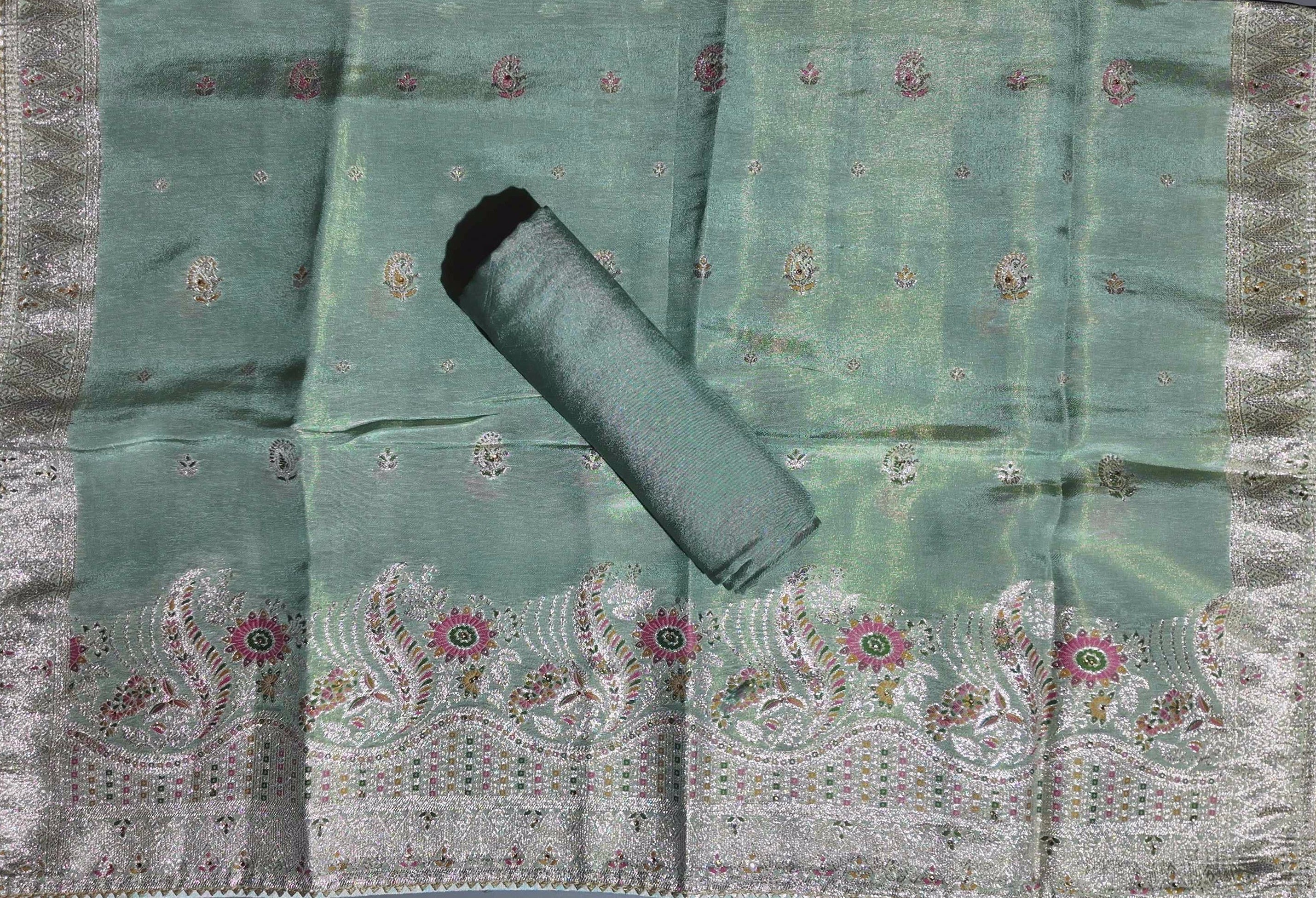 Ornate Blossom Unstitched Suit: Celestial Blush Elegance",