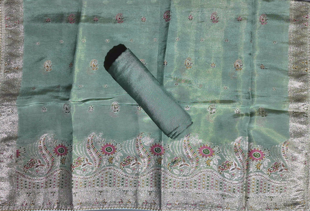 Serene Blossom Unstitched Suit with Intricate Embroidery",