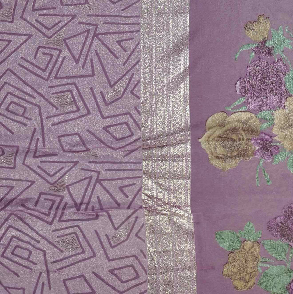 Radiant Lilac Floral Saree for Festive Celebrations",