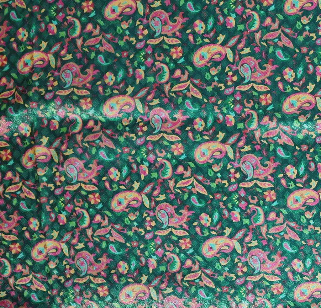 Vibrant Green Symphony: Handcrafted Floral Bliss Saree",