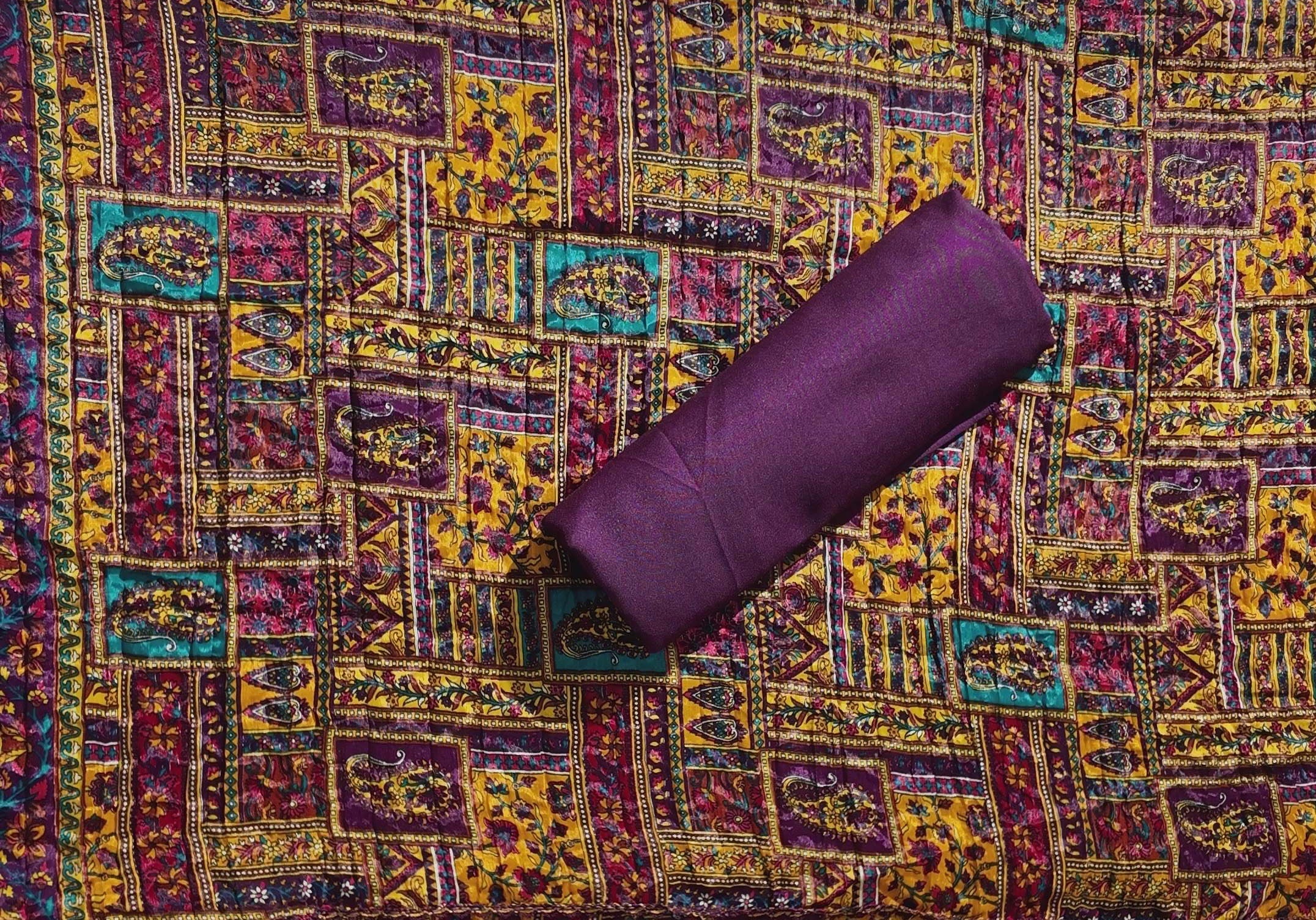 Regal Plum Unstitched Suit with Intricate Embroidery