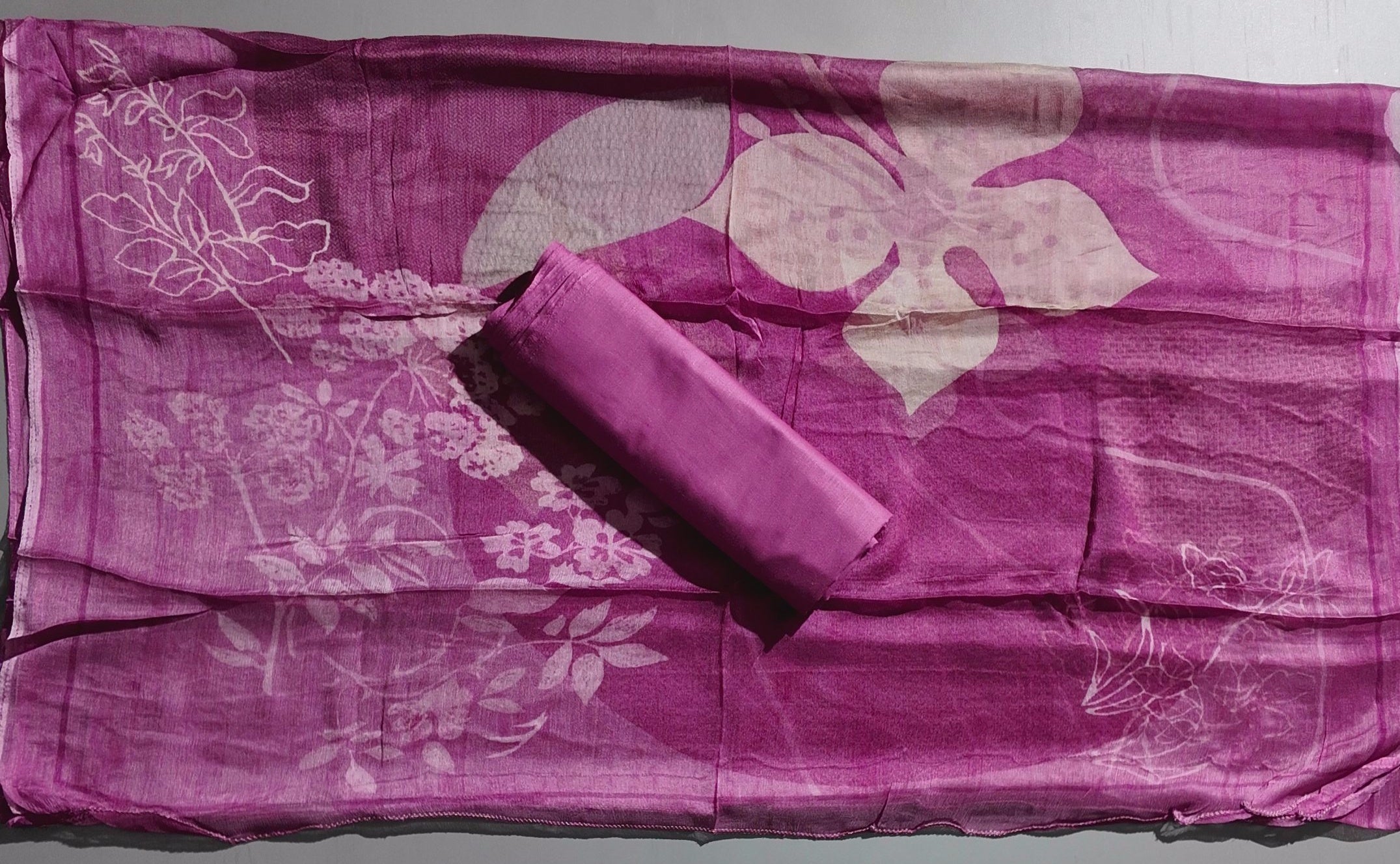 Floral Symphony: Unstitched Fuchsia Charm Suit