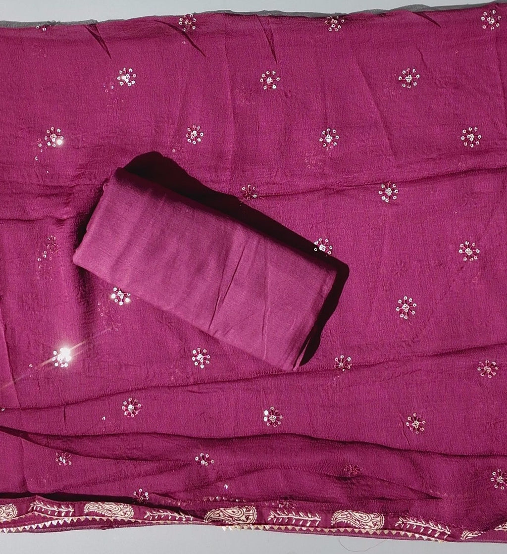 Regal Paisley Ensemble: Unstitched Maroon Delight