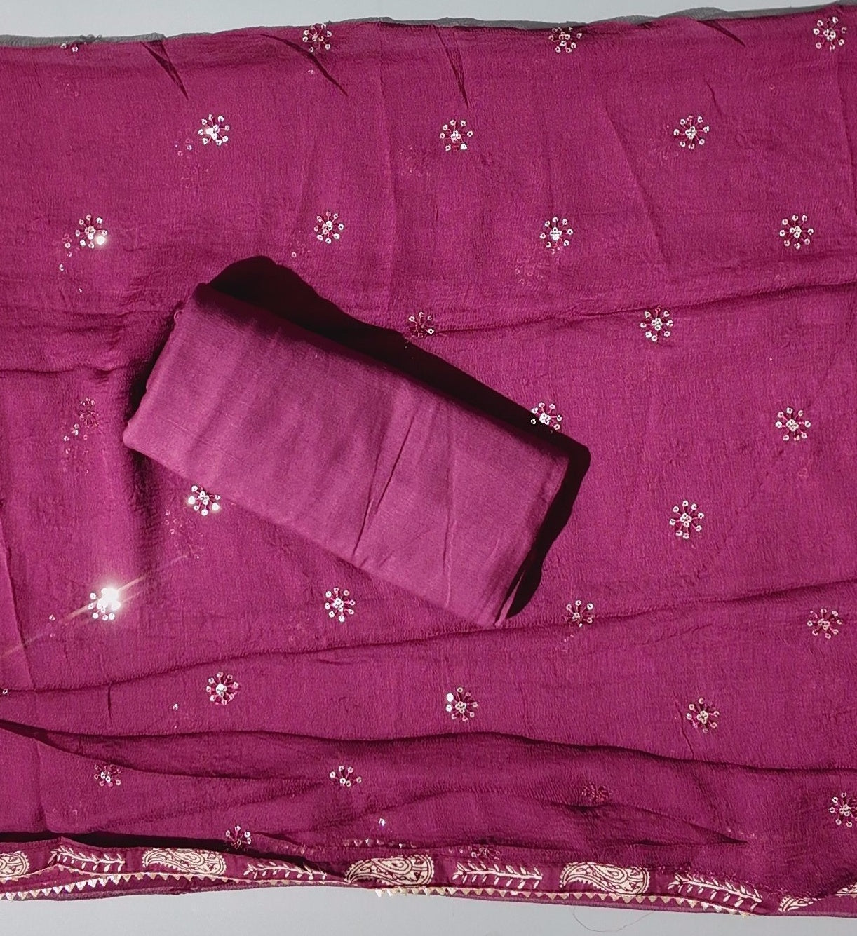 Regal Paisley Ensemble: Unstitched Maroon Delight