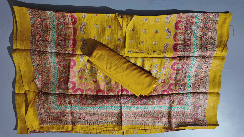Sun-Kissed Yellow Unstitched Suit: A Canvas of Tradition",