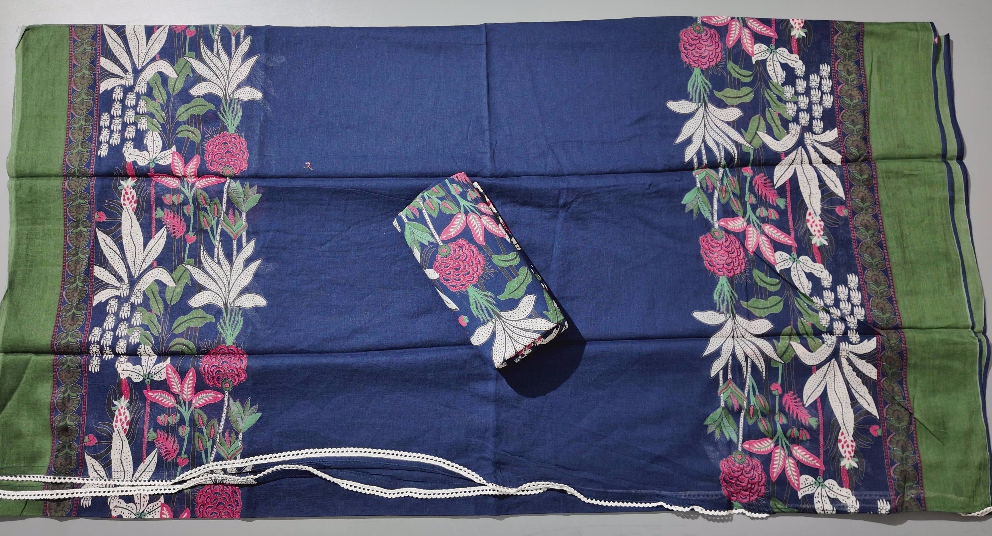 Botanical Bliss: Artisanal Unstitched Suit in Midnight Navy