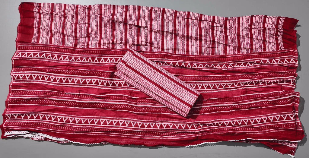 Crimson Bloom: Unstitched Suit for Stylish Comfort