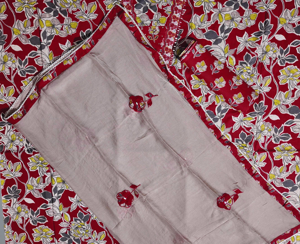 Blooming Festive Unstitched Suit – Vibrant Floral Delight