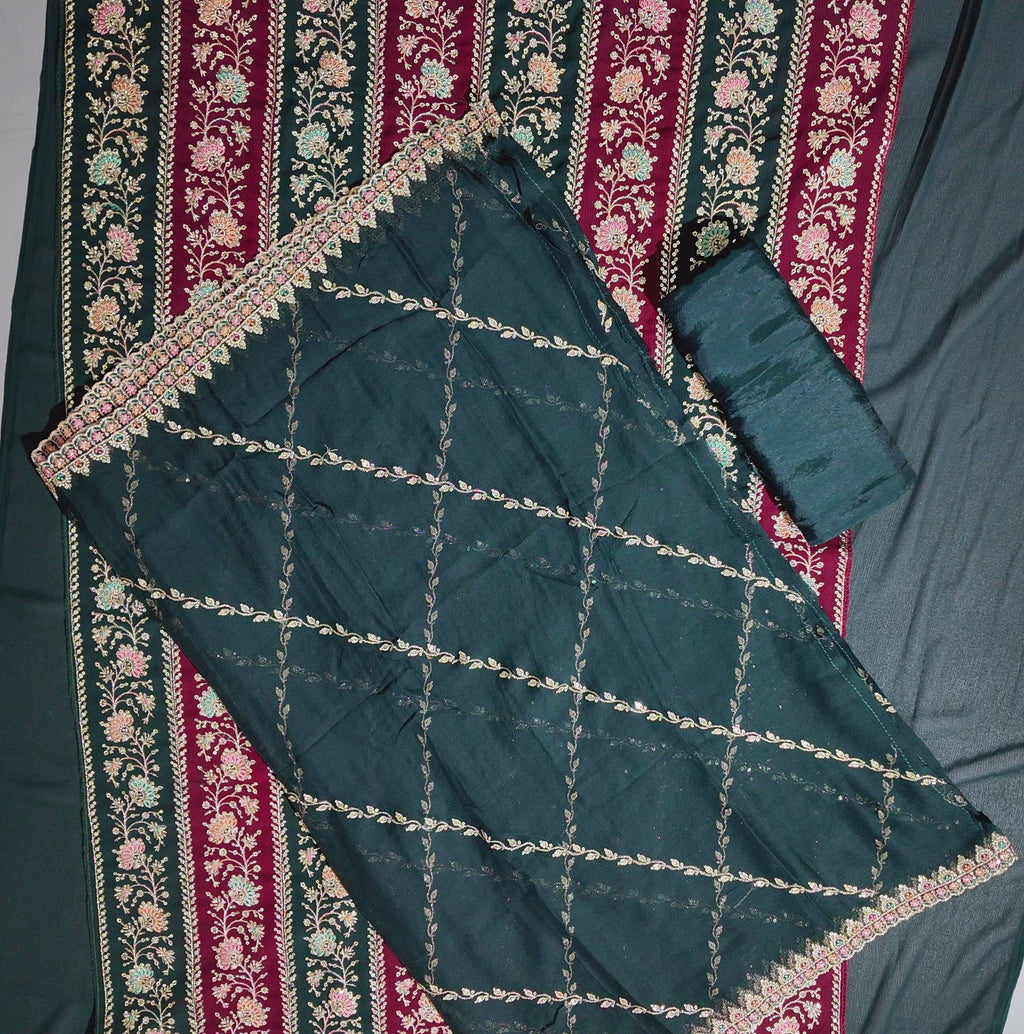 Glamorous Festive Unstitched Suit with Intricate Embroidery",