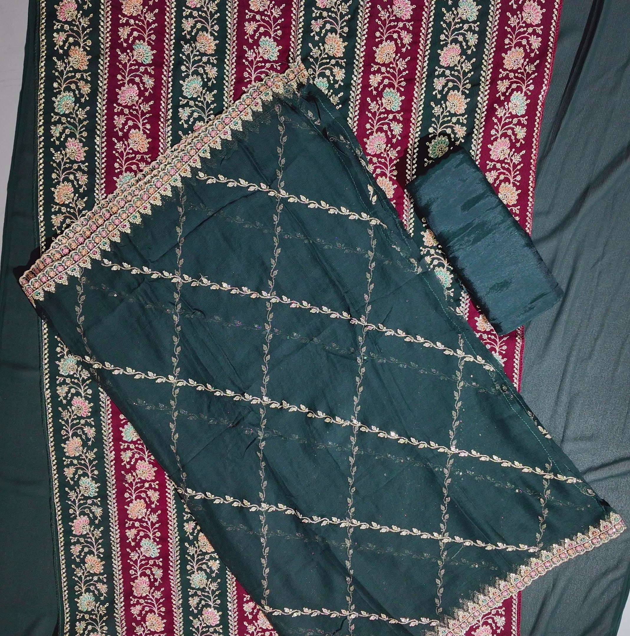 Glamorous Festive Unstitched Suit with Intricate Embroidery",