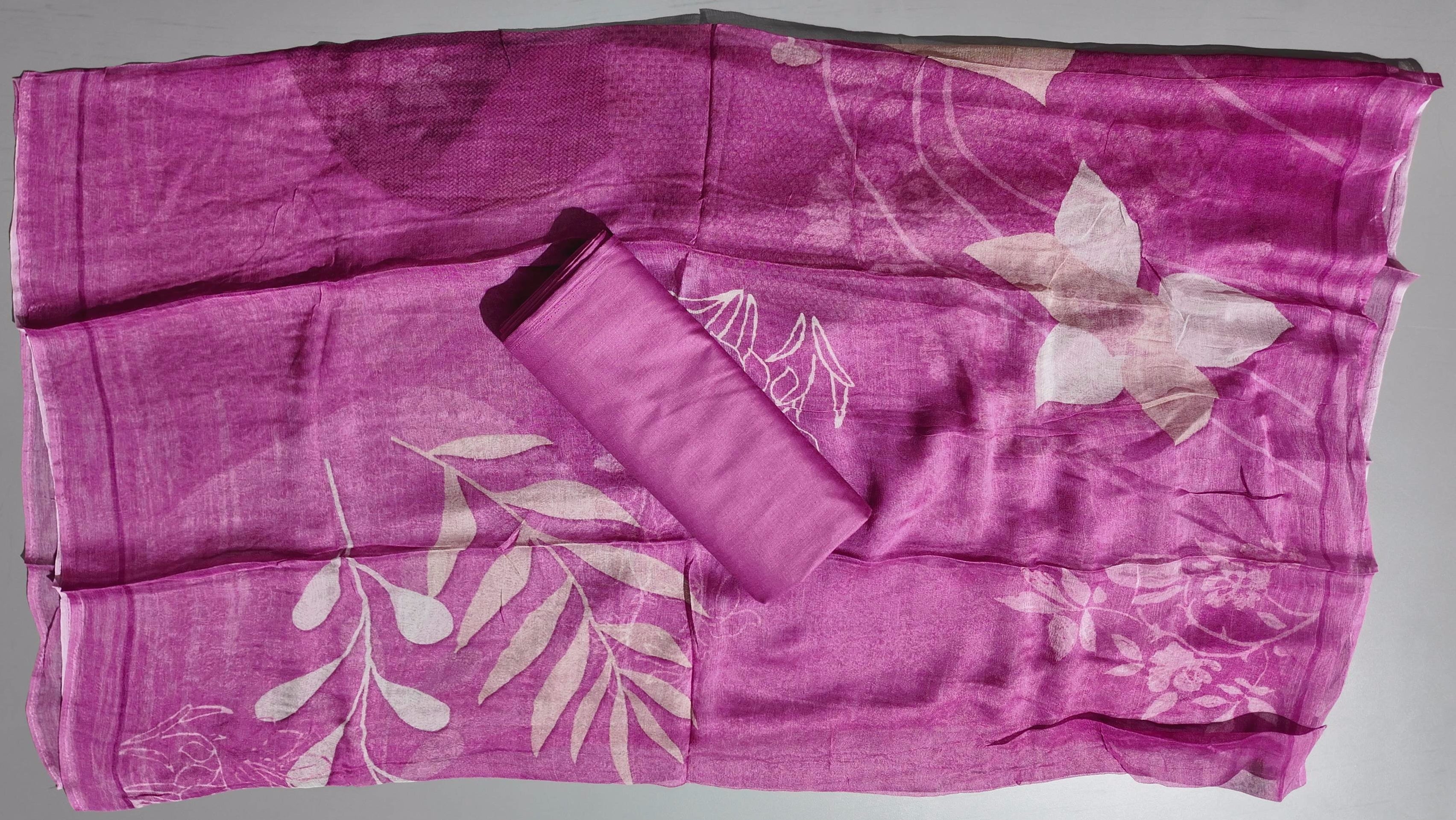 Floral Fuchsia Fantasy: Unstitched Suit Canvas