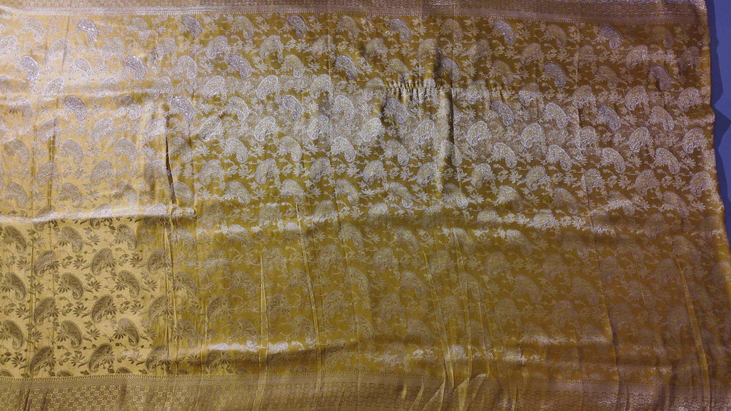 Regal Golden Paisley Unstitched Suit for Festive Elegance",