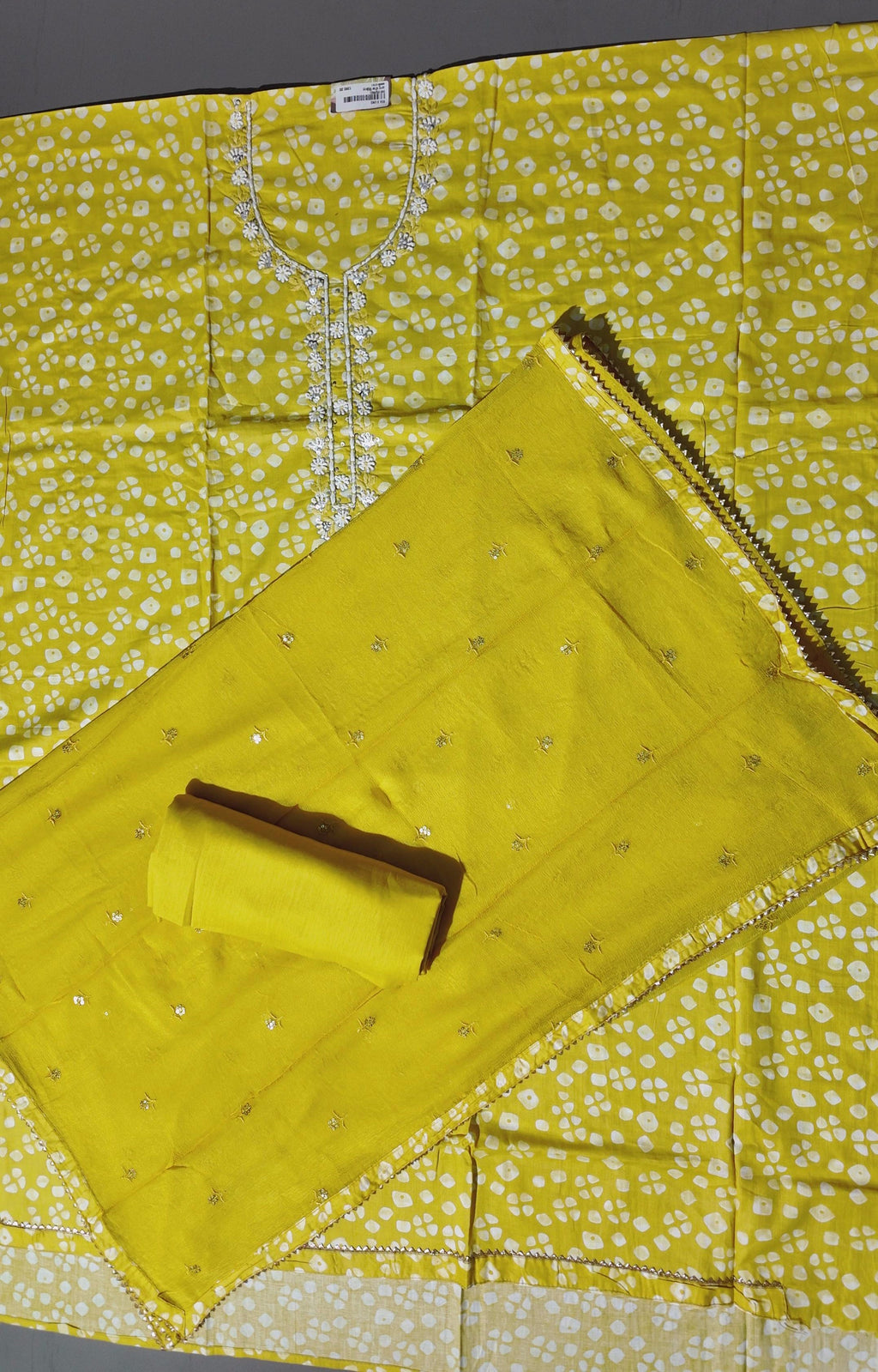 Sunlit Charm: Handcrafted Yellow Unstitched Suit",