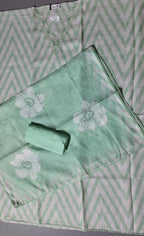 Timeless Charm: Mint Green Unstitched Suit with Embroidered Elegance