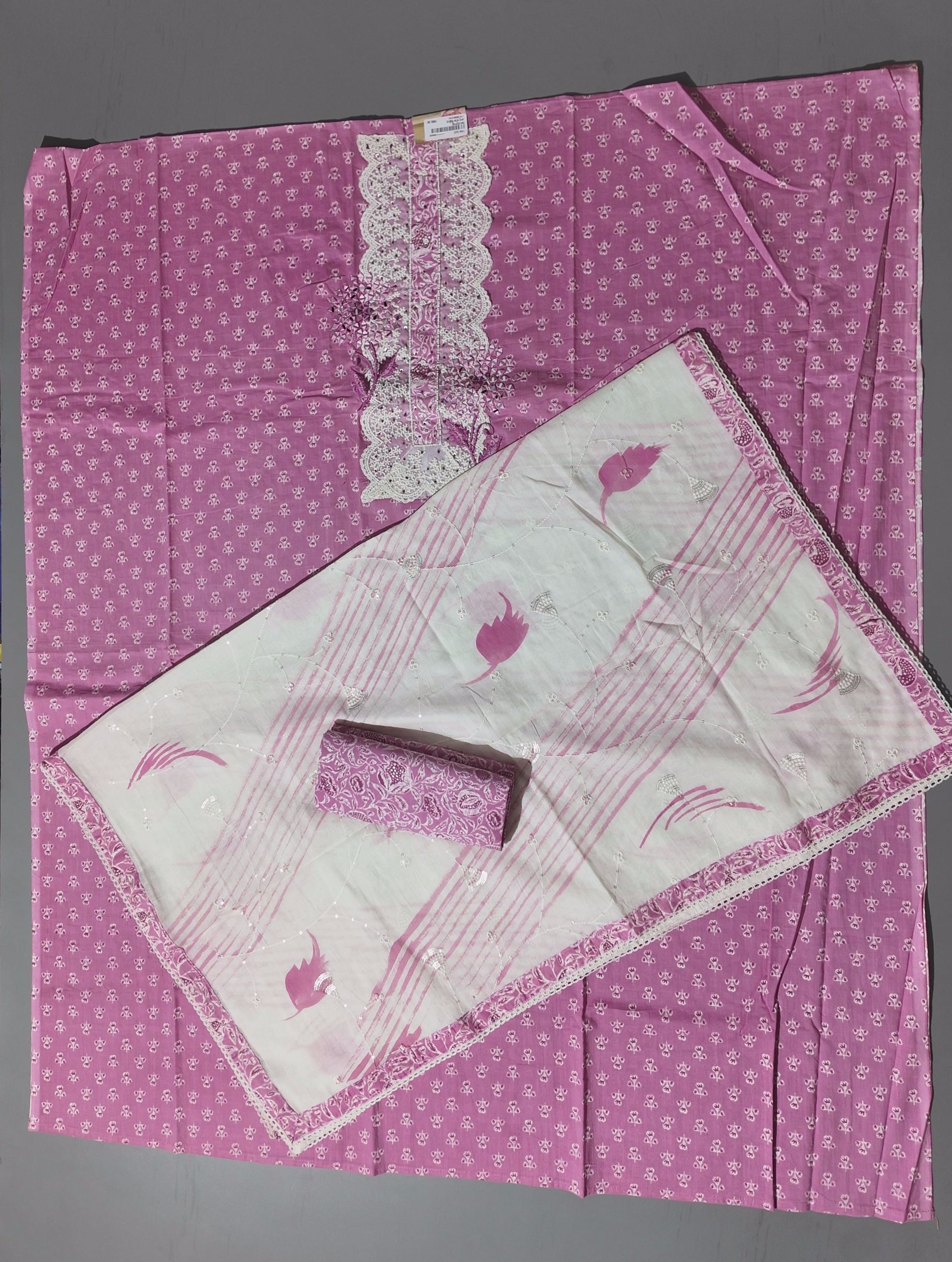 Lavender Bloom Unstitched Suit – Perfect for Festive Elegance",