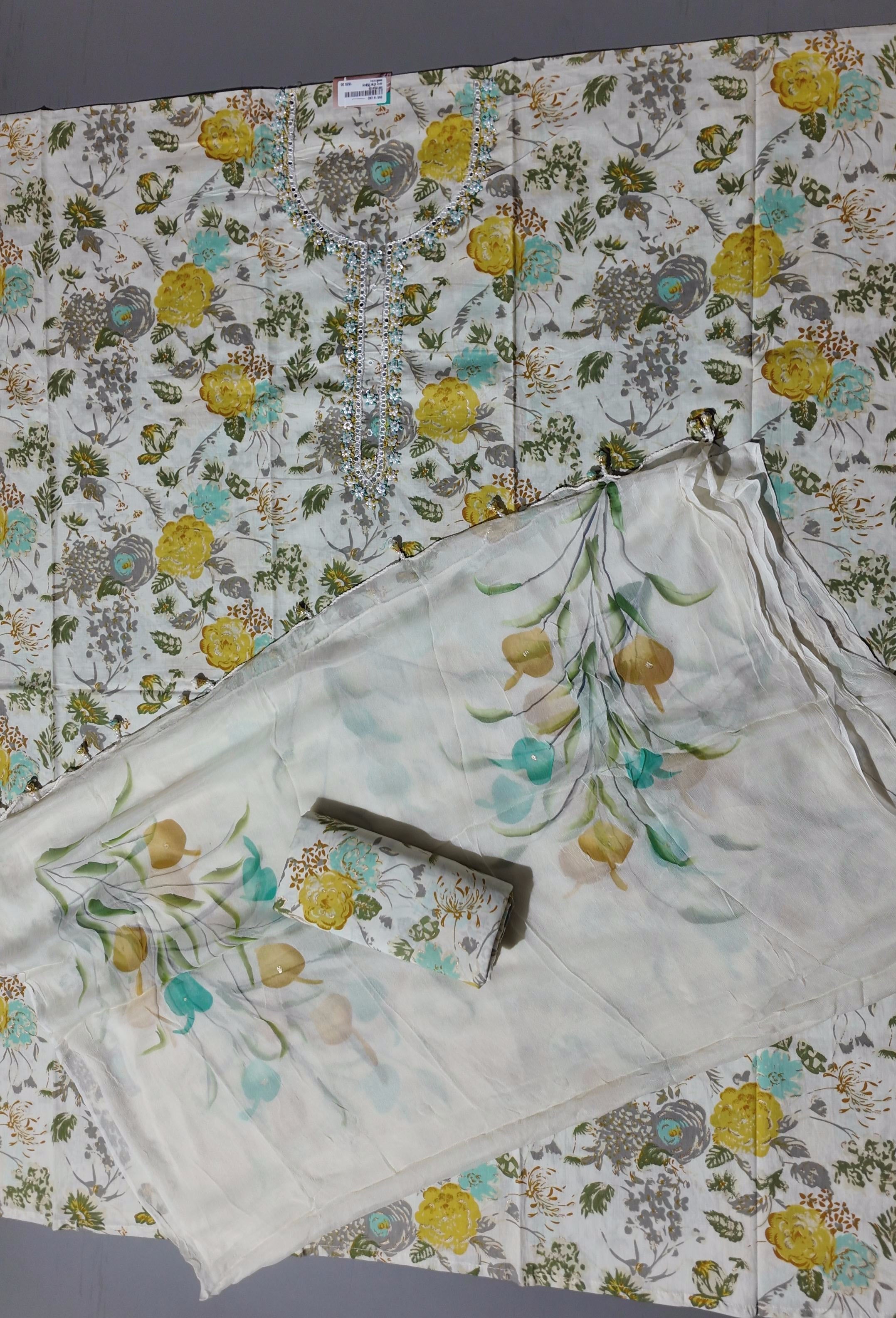 Botanical Bliss: Unstitched Suit for Chic Comfort