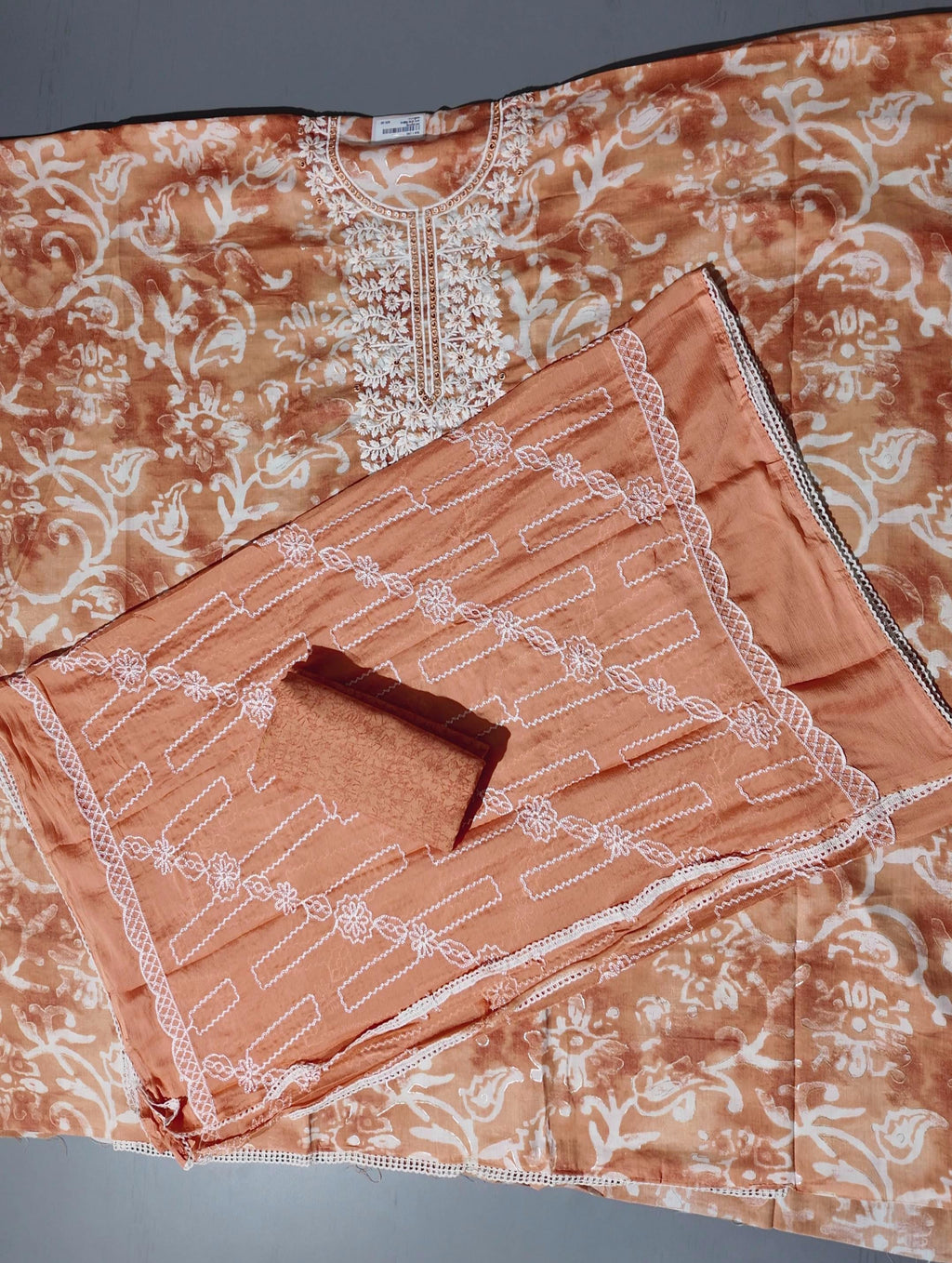 Charming Floral Embroidered Unstitched Suit - Festive Radiance",