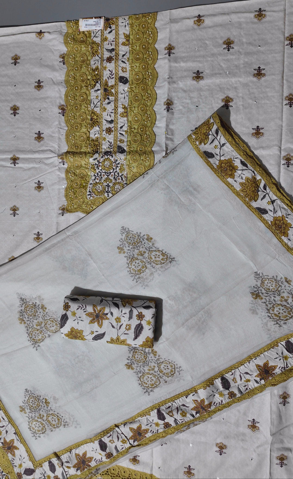 Radiant Gold Embroidered Unstitched Suit - Festive Delight",