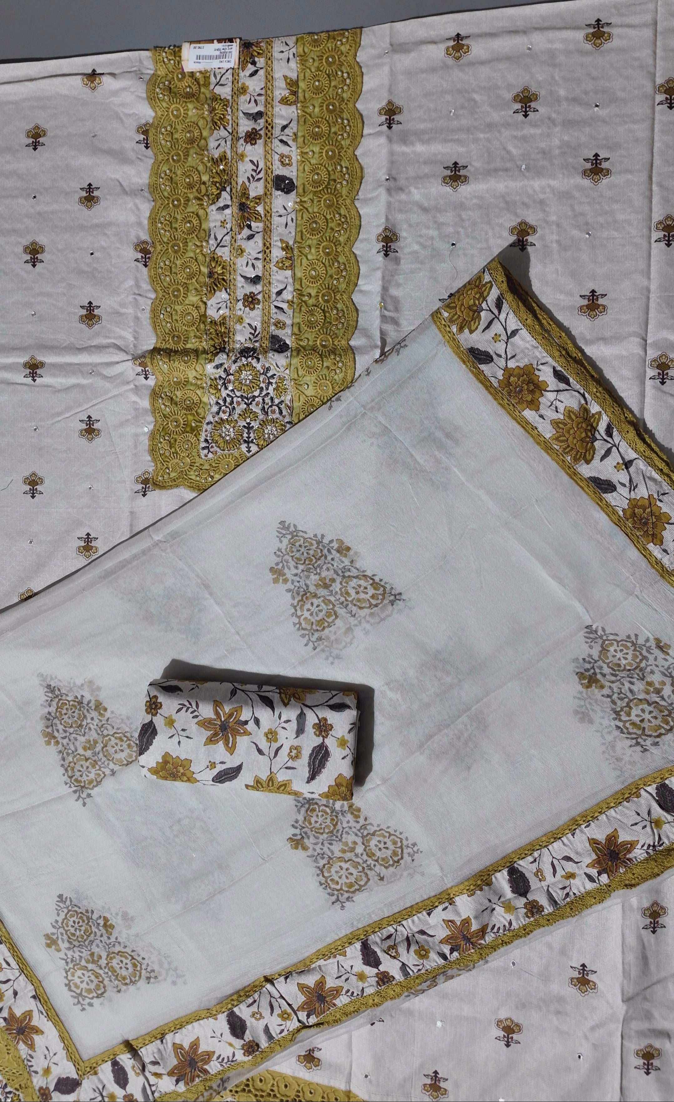 Radiant Gold Embroidered Unstitched Suit - Festive Delight",