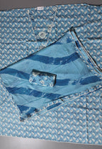 Azure Blossom Unstitched Suit: Your Canvas for Elegance