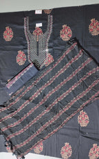 Festive Charisma: Unstitched Black Floral Splendor