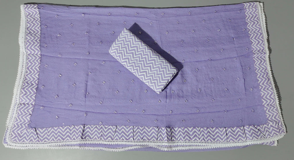 Lavender Dream: Intricate Lace Unstitched Suit