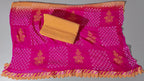 Vibrant Tangerine & Magenta Unstitched Suit with Intricate Embroidery