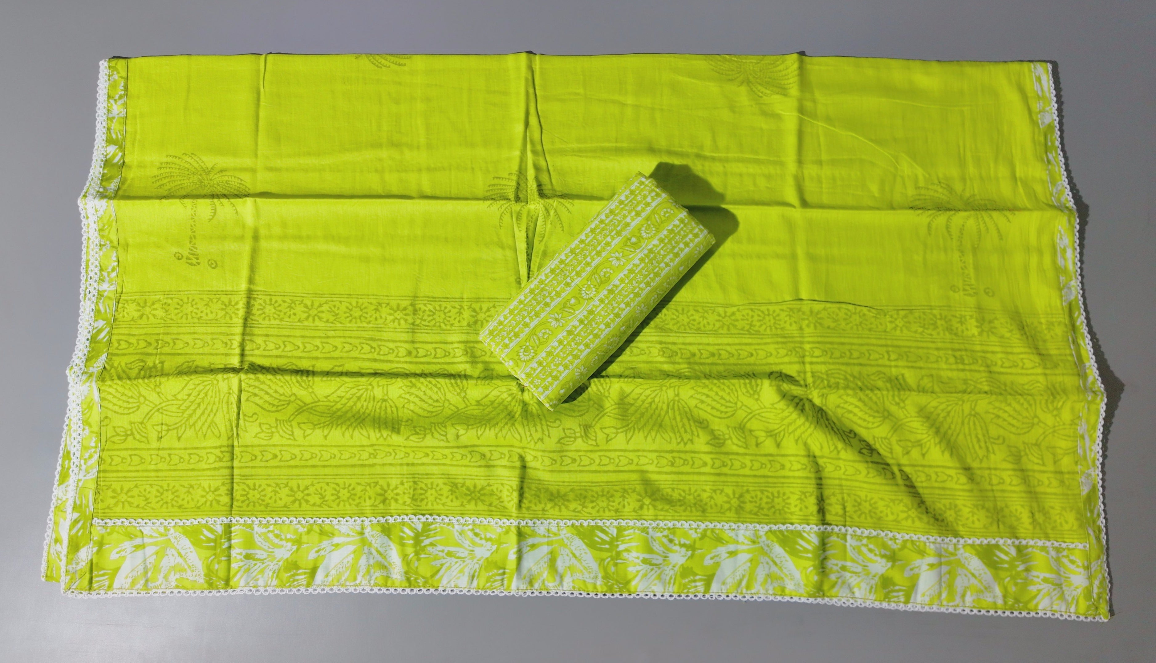Lime Radiance: Tropical Unstitched Suit Canvas