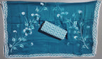 Azure Blossom Unstitched Suit: Artistry in Blue and White