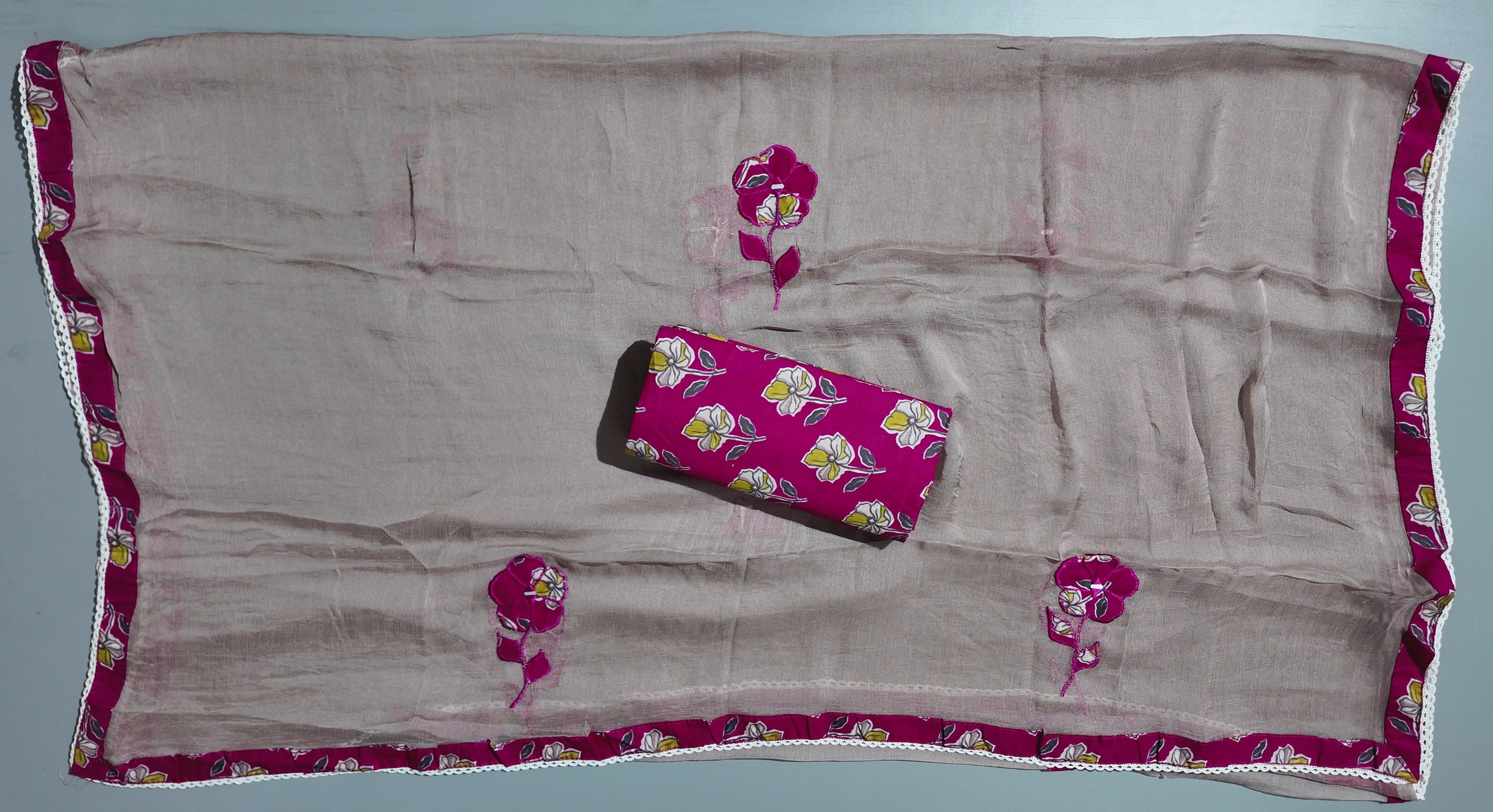Vibrant Fuchsia Blossom Unstitched Suit Set