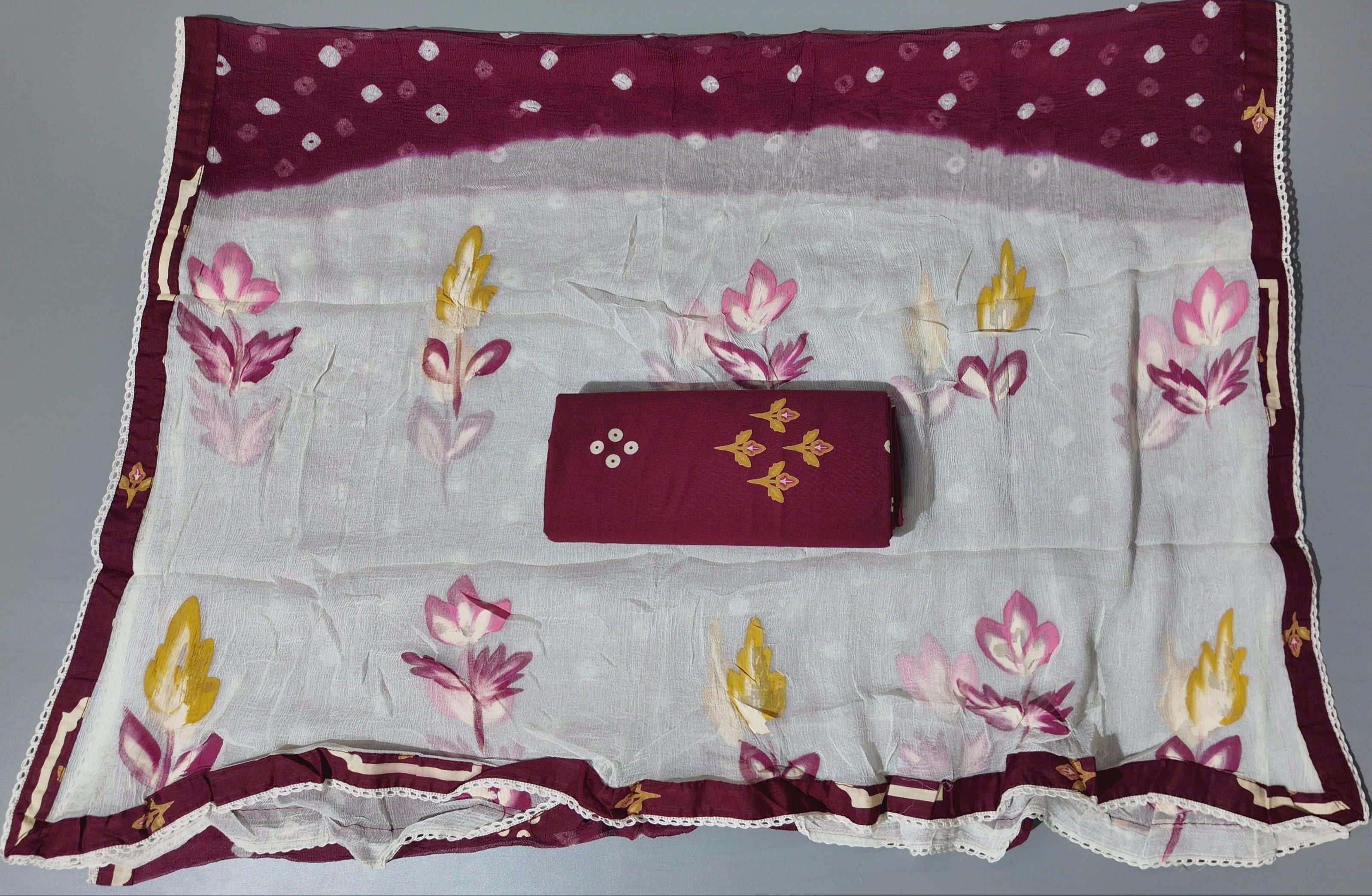 Regal Maroon & Ivory Unstitched Suit with Intricate Embroidery