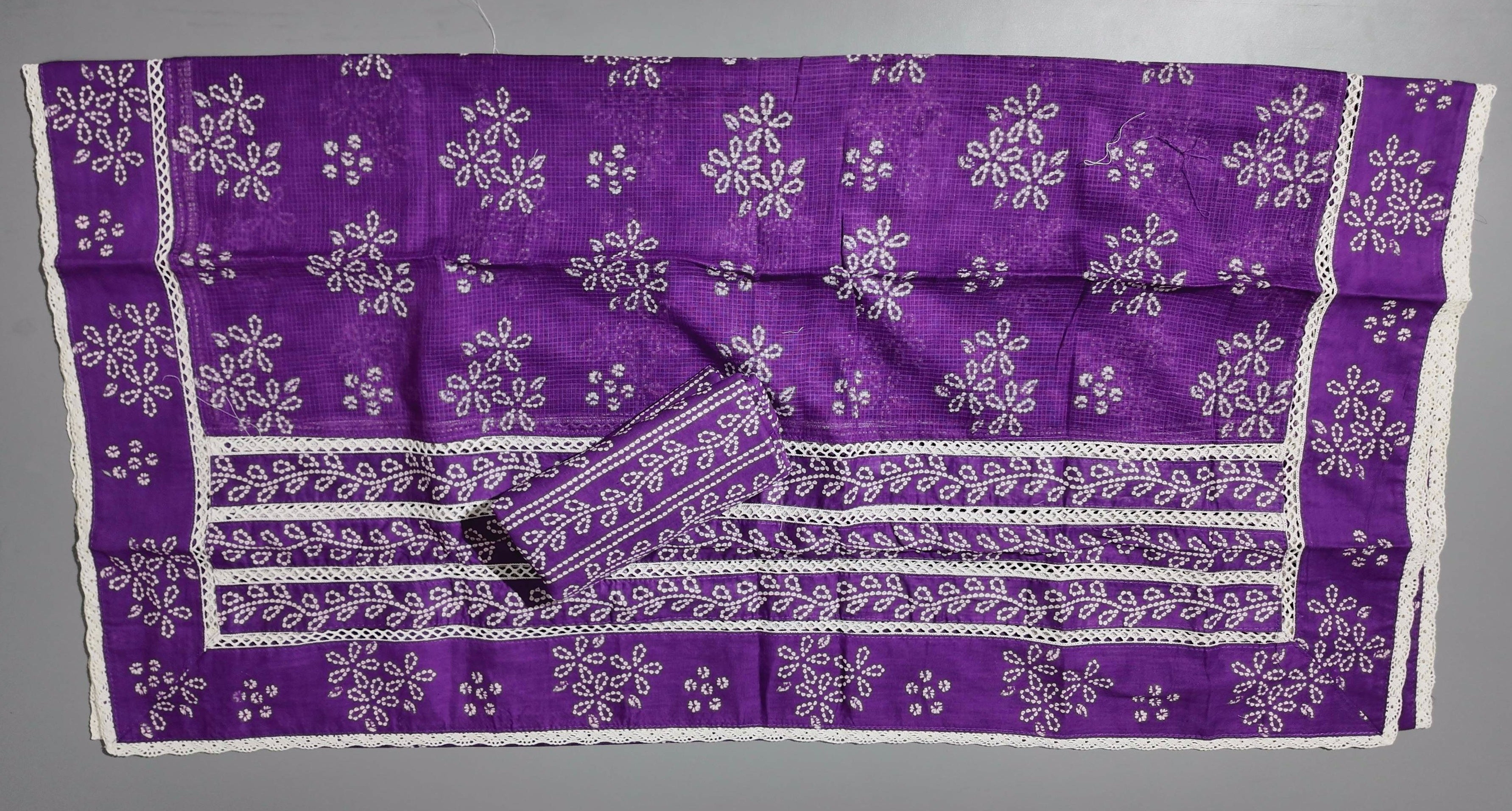 Majestic Violet & Ivory Unstitched Suit with Delicate Embroidery