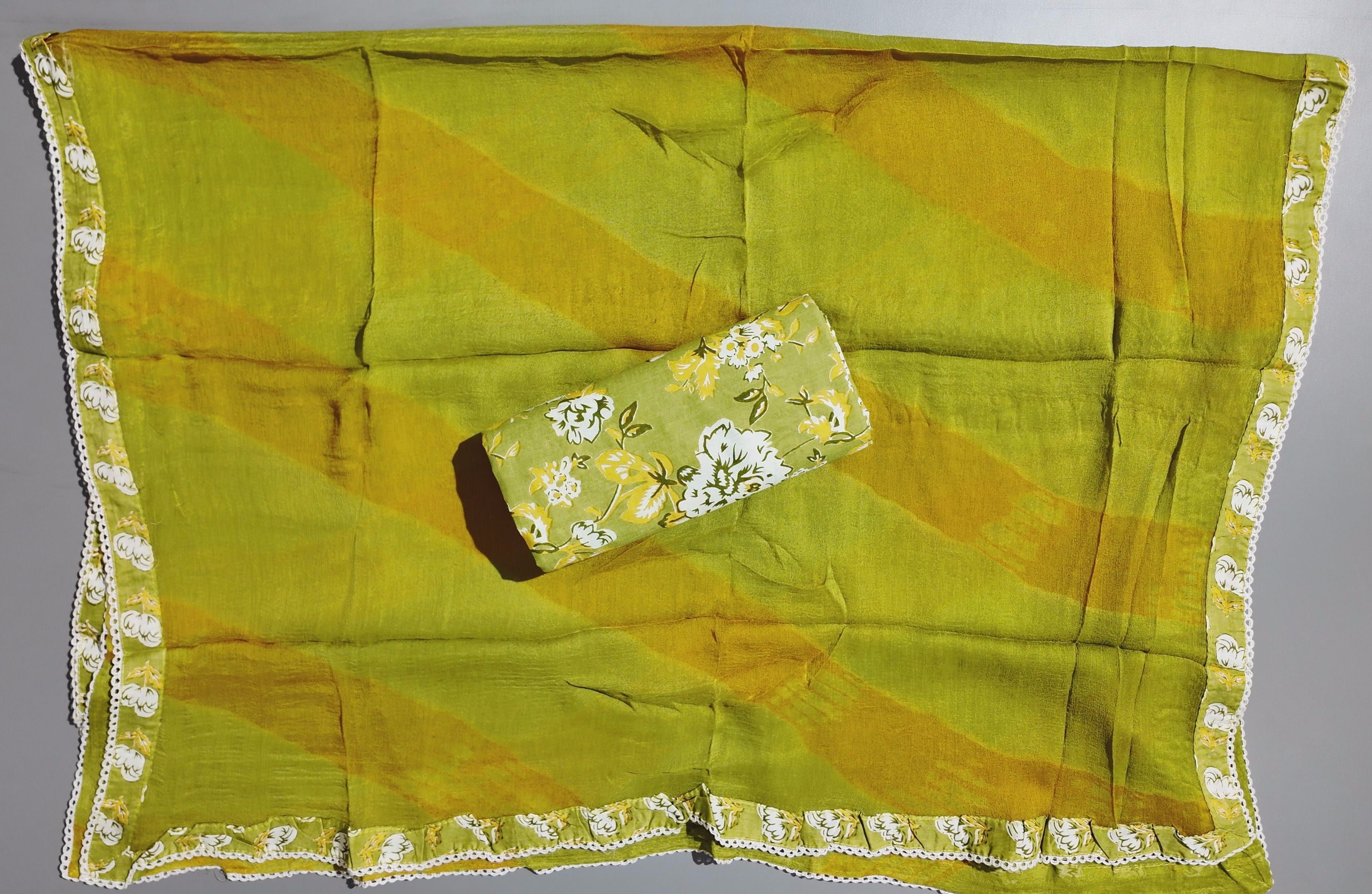 Charming Floral Delight Unstitched Suit in Vibrant Olive