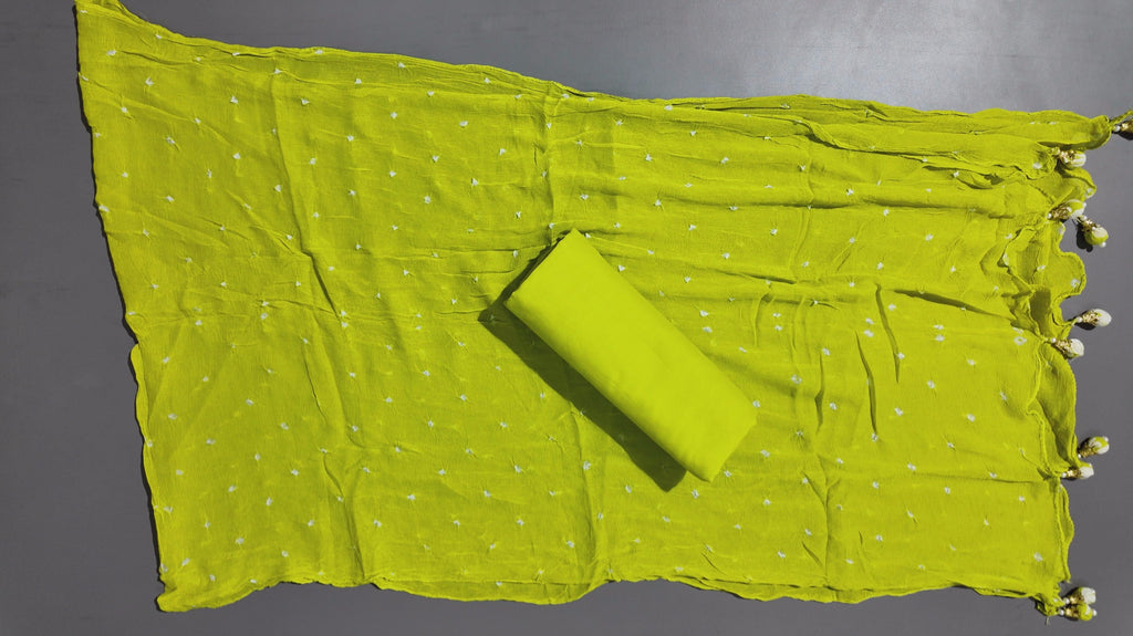 Vibrant Lime Blossom Unstitched Suit: Artisanal Craftsmanship